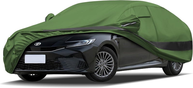JURMON Heavy Duty Outdoor Car Cover Compatible with Toyota Corolla,Waterproof All Weather for Automobiles, Outdoor Full Cover Rain Sun UV Protection with Zipper Cotton - Image 1